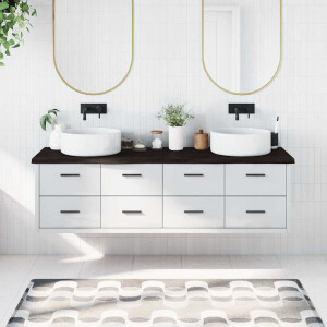 vidaXL Wastafelblad 180x60x(2-4) cm behandeld massief hout donkerbruin