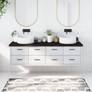 vidaXL Wastafelblad 180x60x(2-6) cm behandeld massief hout donkerbruin