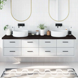 vidaXL Wastafelblad 200x50x(2-4) cm behandeld massief hout donkerbruin