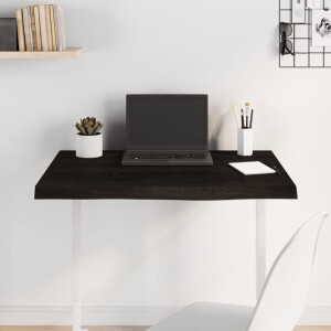 vidaXL Tafelblad 80x60x(2-6)cm behandeld massief eikenhout donkerbruin