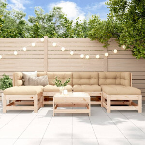 vidaXL 7-delige Loungeset met kussens massief teak