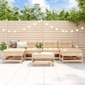 vidaXL 7-delige Loungeset met kussens massief teak
