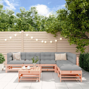 vidaXL 7-delige Loungeset met kussens massief douglashout