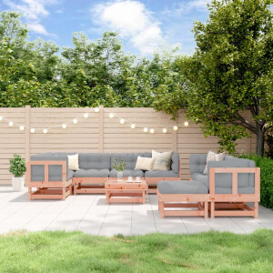 vidaXL 10-delige Loungeset met kussens massief douglashout