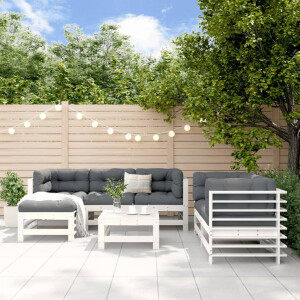 vidaXL 7-delige Loungeset massief grenenhout wit