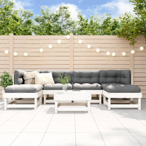vidaXL 7-delige Loungeset massief grenenhout wit