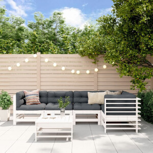 vidaXL 6-delige Loungeset massief grenenhout wit