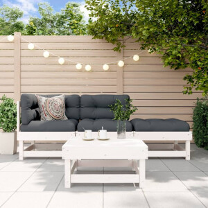 vidaXL 4-delige Loungeset massief grenenhout wit
