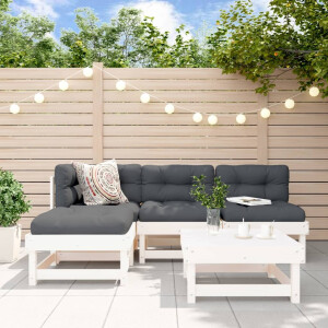vidaXL 5-delige Loungeset massief grenenhout wit