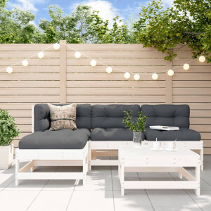 vidaXL 5-delige Loungeset massief grenenhout wit