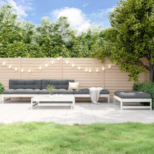 vidaXL 5-delige Loungeset massief grenenhout wit