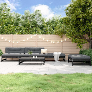 vidaXL 5-delige Loungeset massief grenenhout zwart