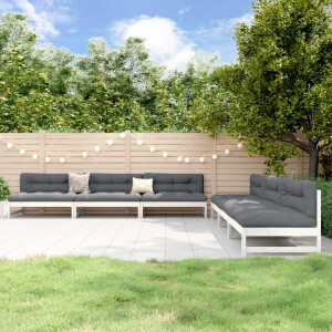 vidaXL 6-delige Loungeset massief grenenhout wit