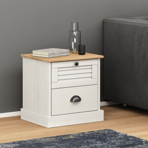 vidaXL Nachtkastje VIGO 42x35x42 cm massief grenenhout wit