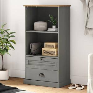 vidaXL Boekenkast VIGO 60x35x114,5 cm massief grenenhout grijs