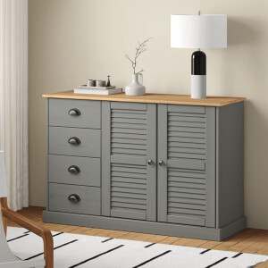 vidaXL Dressoir met lades VIGO 113x40x75 cm massief grenenhout grijs