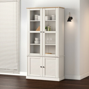 vidaXL Vitrinekast VIGO 85x35x170 cm massief grenenhout wit