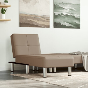 vidaXL Chaise longue kunstleer capuccinokleurig