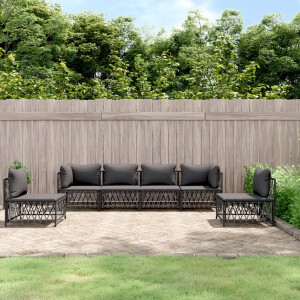 vidaXL 6-delige Loungeset met kussens staal antracietkleurig
