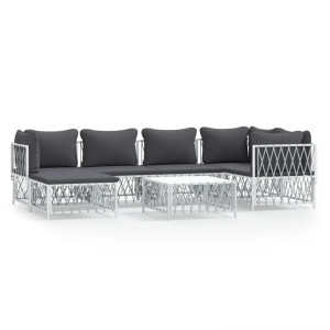 vidaXL 7-delige Loungeset met kussens staal wit