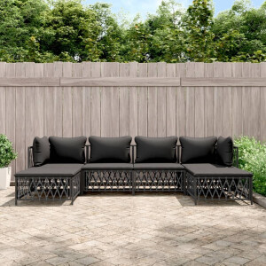 vidaXL 6-delige Loungeset met kussens staal antracietkleurig