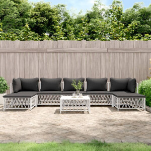 vidaXL 8-delige Loungeset met kussens staal wit