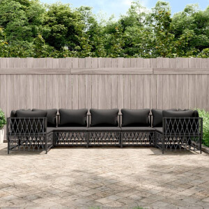 vidaXL 7-delige Loungeset met kussens staal antracietkleurig
