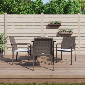 vidaXL 5-delige Tuinset met kussens poly rattan en staal