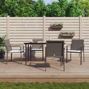 vidaXL 5-delige Tuinset met kussens poly rattan en staal