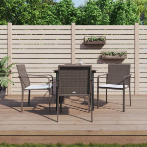 vidaXL 5-delige Tuinset met kussens poly rattan en staal