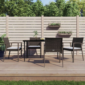 vidaXL 5-delige Tuinset met kussens poly rattan en staal