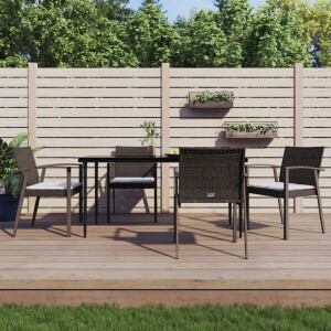 vidaXL 5-delige Tuinset met kussens poly rattan en staal