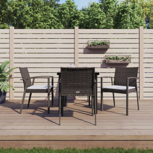 vidaXL 5-delige Tuinset met kussens poly rattan en staal