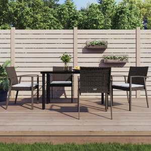 vidaXL 5-delige Tuinset met kussens poly rattan en staal
