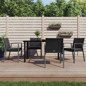 vidaXL 5-delige Tuinset met kussens poly rattan en staal