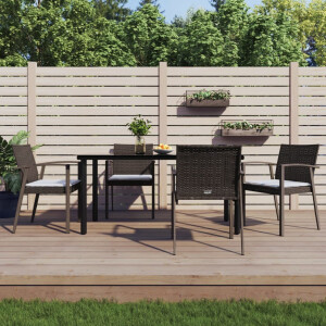 vidaXL 5-delige Tuinset met kussens poly rattan en staal