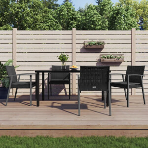 vidaXL 5-delige Tuinset met kussens poly rattan en staal