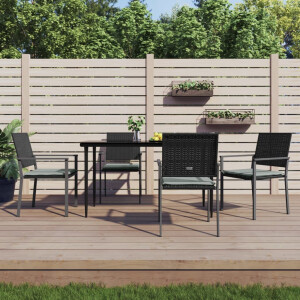 vidaXL 5-delige Tuinset met kussens poly rattan en staal