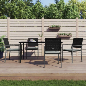 vidaXL 5-delige Tuinset met kussens poly rattan en staal
