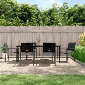 vidaXL 7-delige Tuinset poly rattan en staal