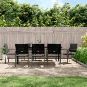 vidaXL 9-delige Tuinset poly rattan en staal