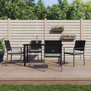 vidaXL 5-delige Tuinset met kussens poly rattan en staal