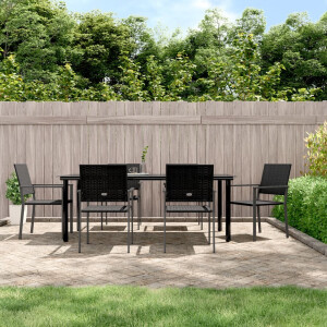vidaXL 7-delige Tuinset poly rattan en staal