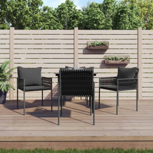 vidaXL 5-delige Tuinset met kussens poly rattan en staal
