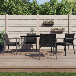 vidaXL Tuinstoelen 4 st met kussens 56,5x57x83 cm poly rattan zwart
