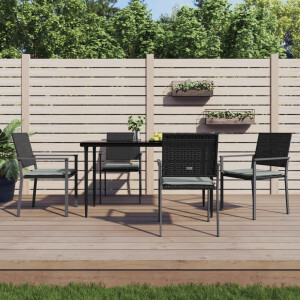 vidaXL Tuinstoelen 4 st met kussens 54x62,5x89 cm poly rattan zwart