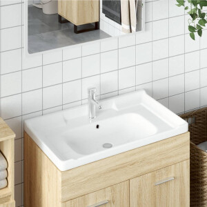 vidaXL Wastafel rechthoekig 91,5x48x23 cm keramiek wit