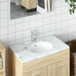 vidaXL Wastafel ovaal 38,5x33,5x19 cm keramiek wit