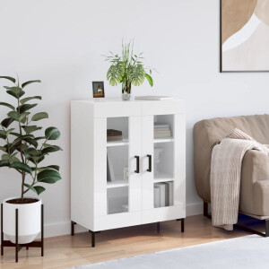 vidaXL Dressoir 69,5x34x90 cm bewerkt hout hoogglans wit