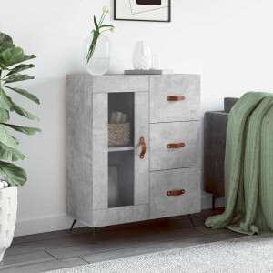 vidaXL Dressoir 69,5x34x90 cm bewerkt hout betongrijs